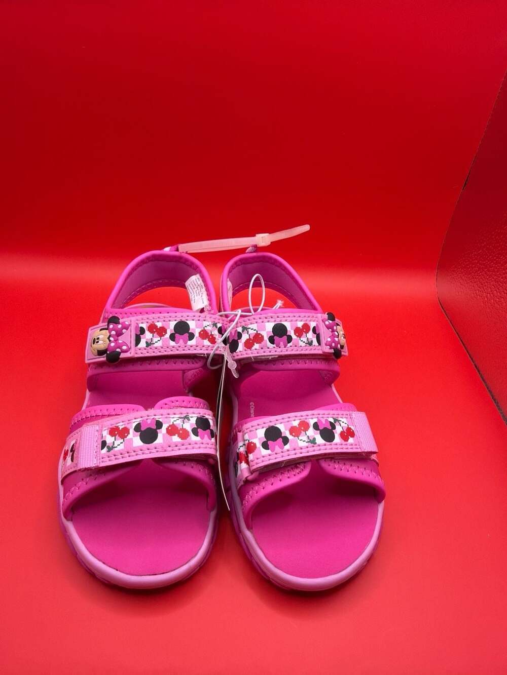 Disney Minnie Mouse Pink Cherry Strappy Sandals Girls Size 12